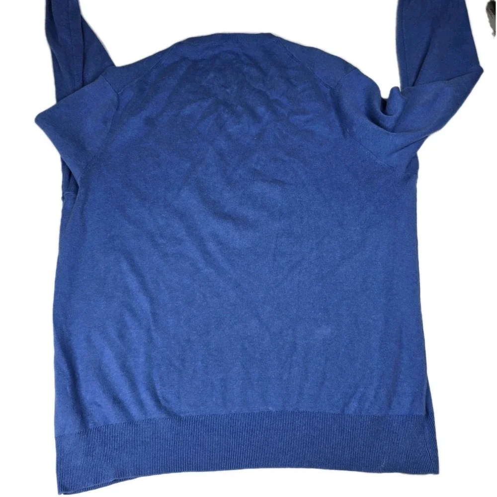Polo Ralph Lauren Men's Large Pima Cotton V-Neck‎ Knit Sweater Blue Pony Golf